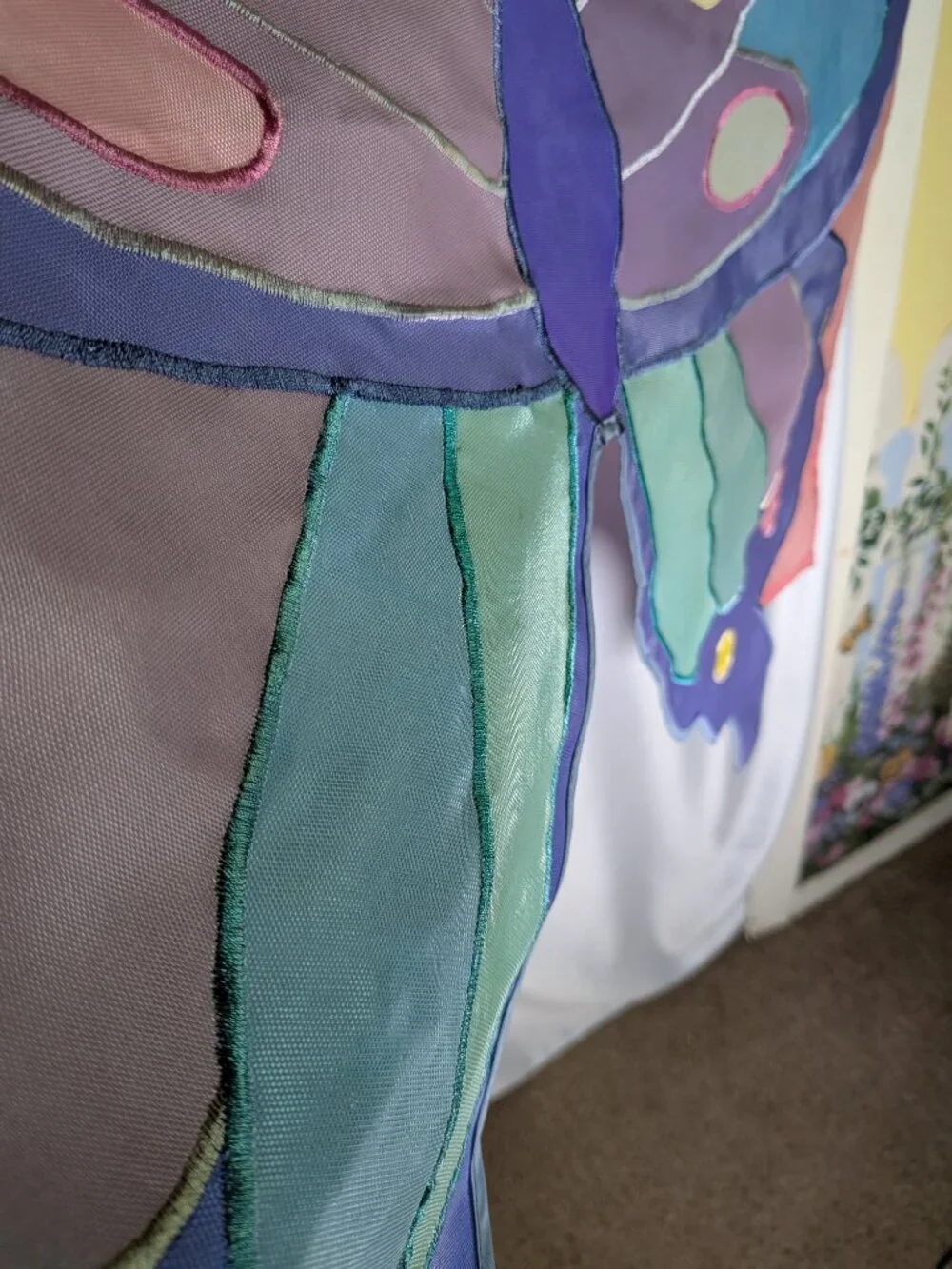 Pastel Butterfly Applique House Flag Nursery Bedroom Wall Decor Baby shower Girl